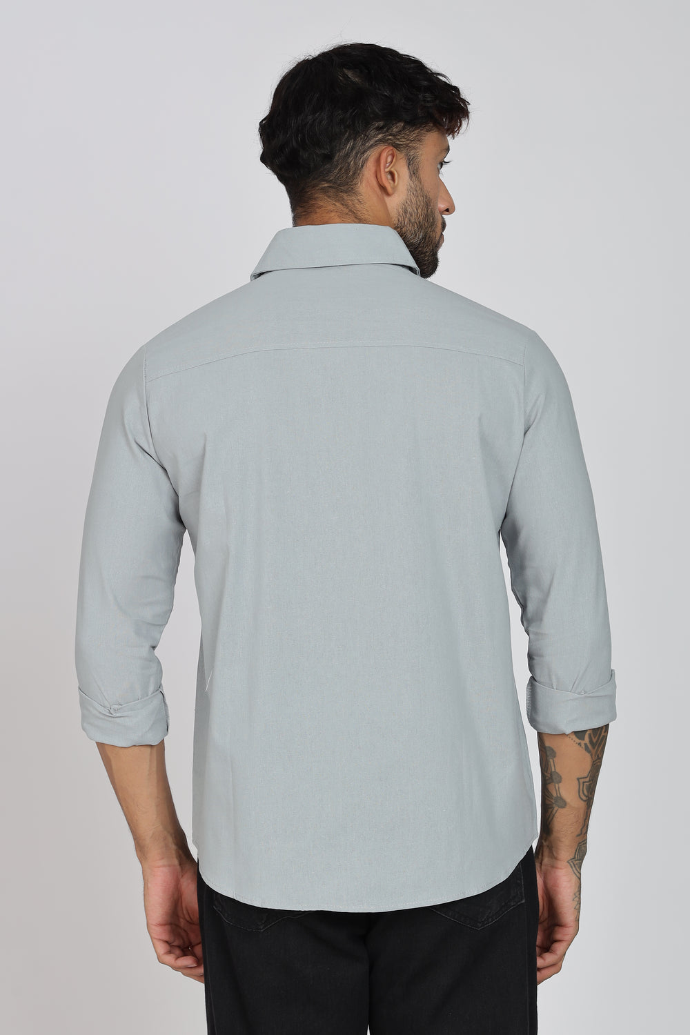 Grey Linen-Blend Shirt
