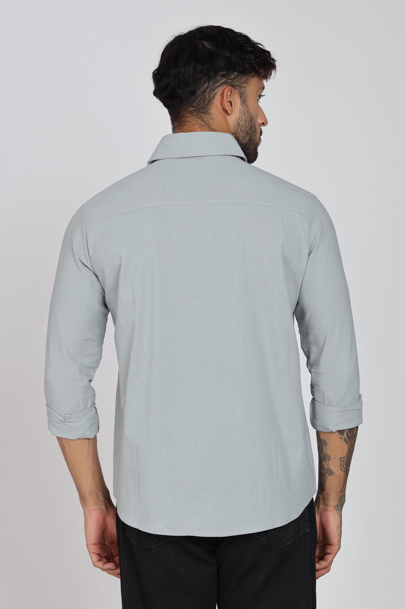 Grey Linen-Blend Shirt