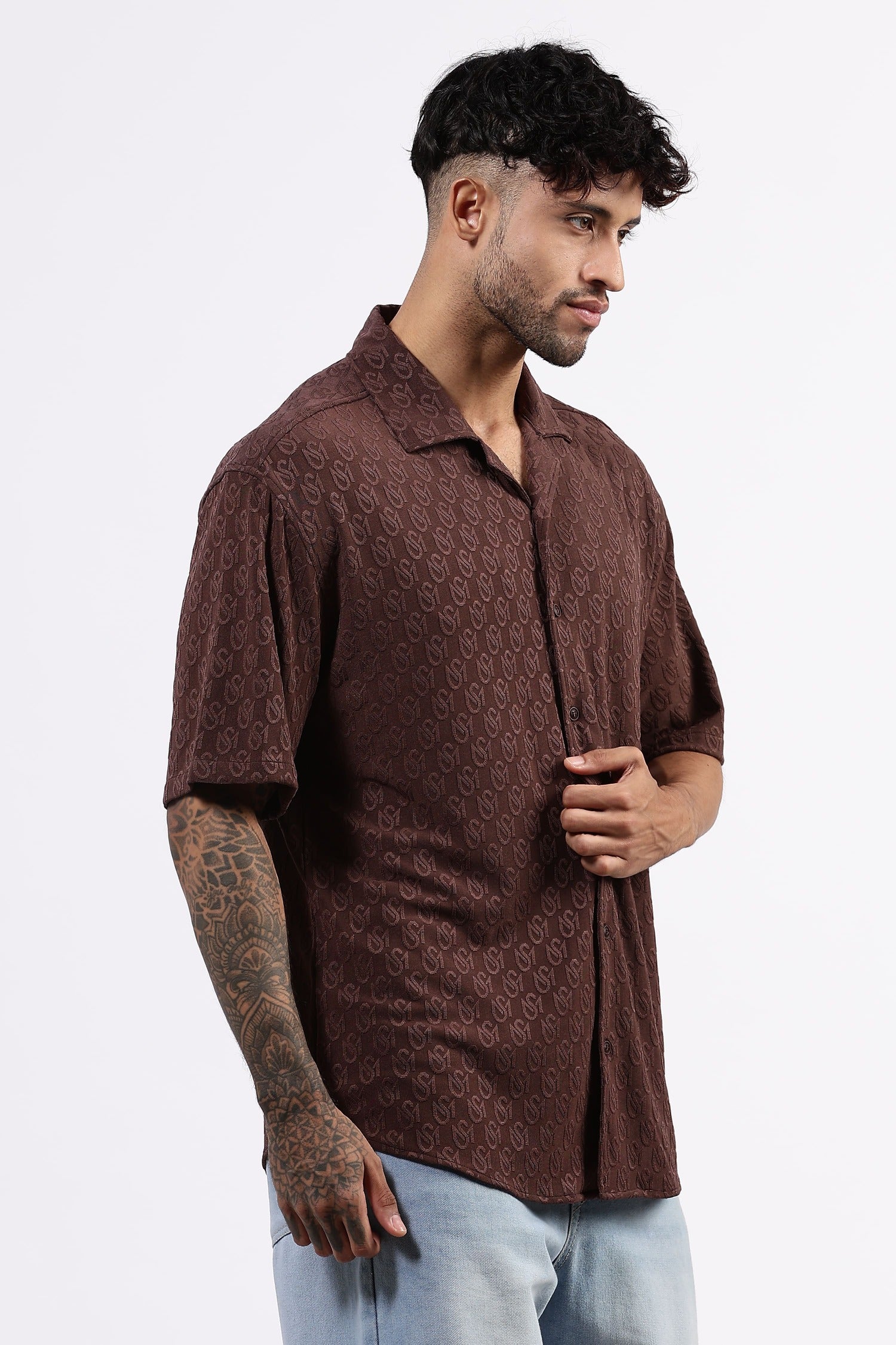 Coffee brown drop shoulder Shirt