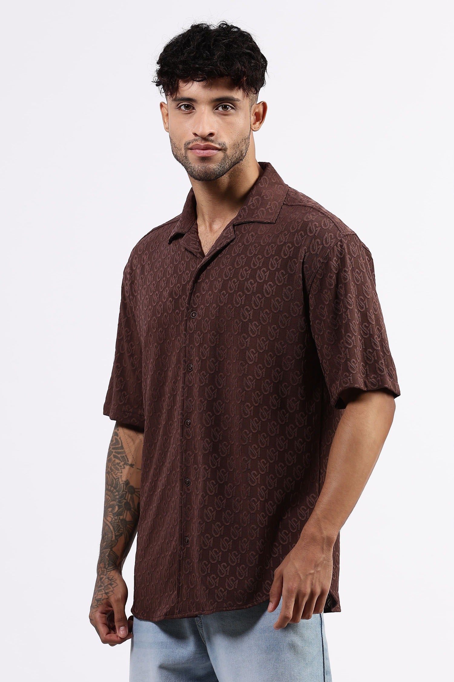 Coffee brown drop shoulder Shirt