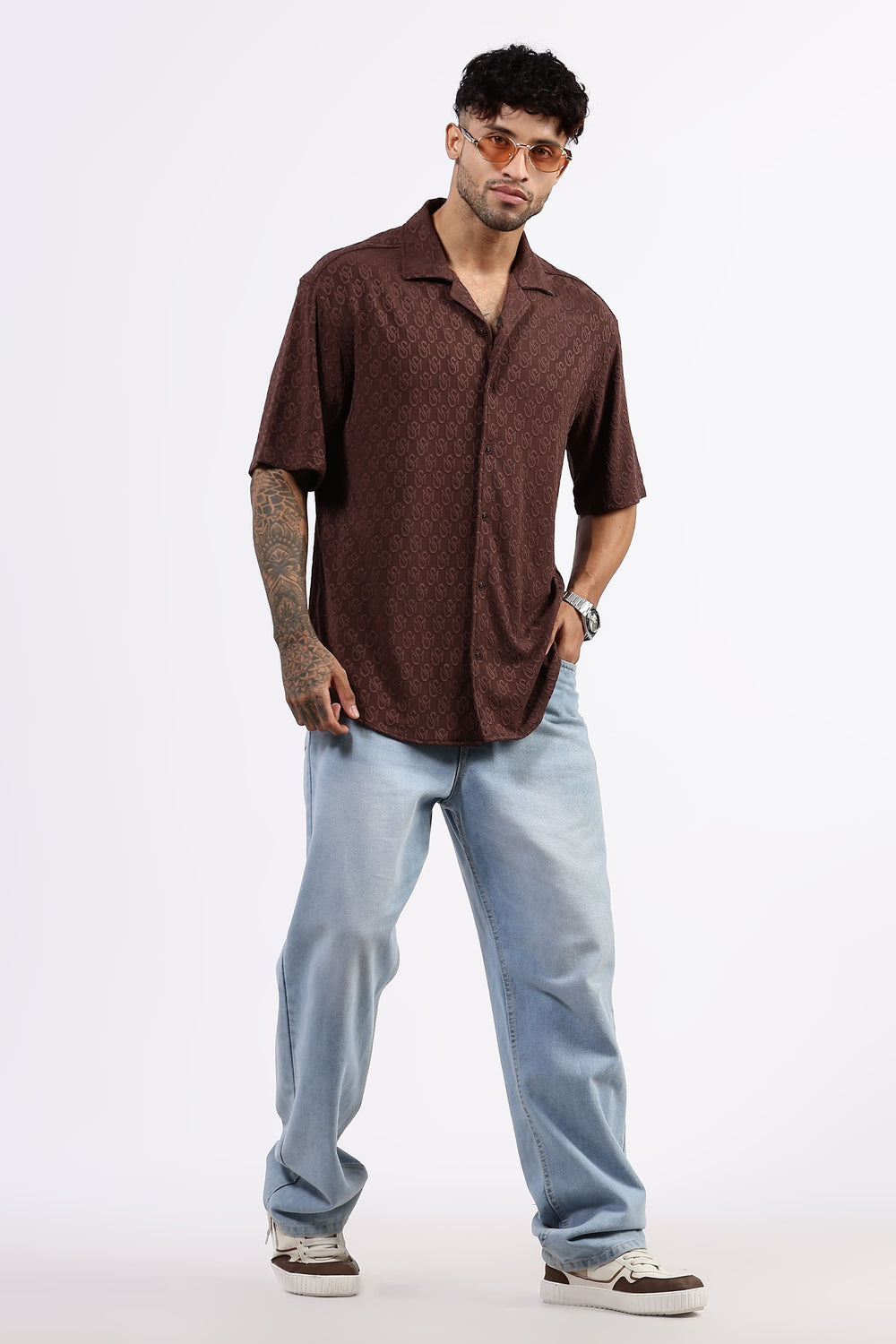 Coffee brown drop shoulder Shirt