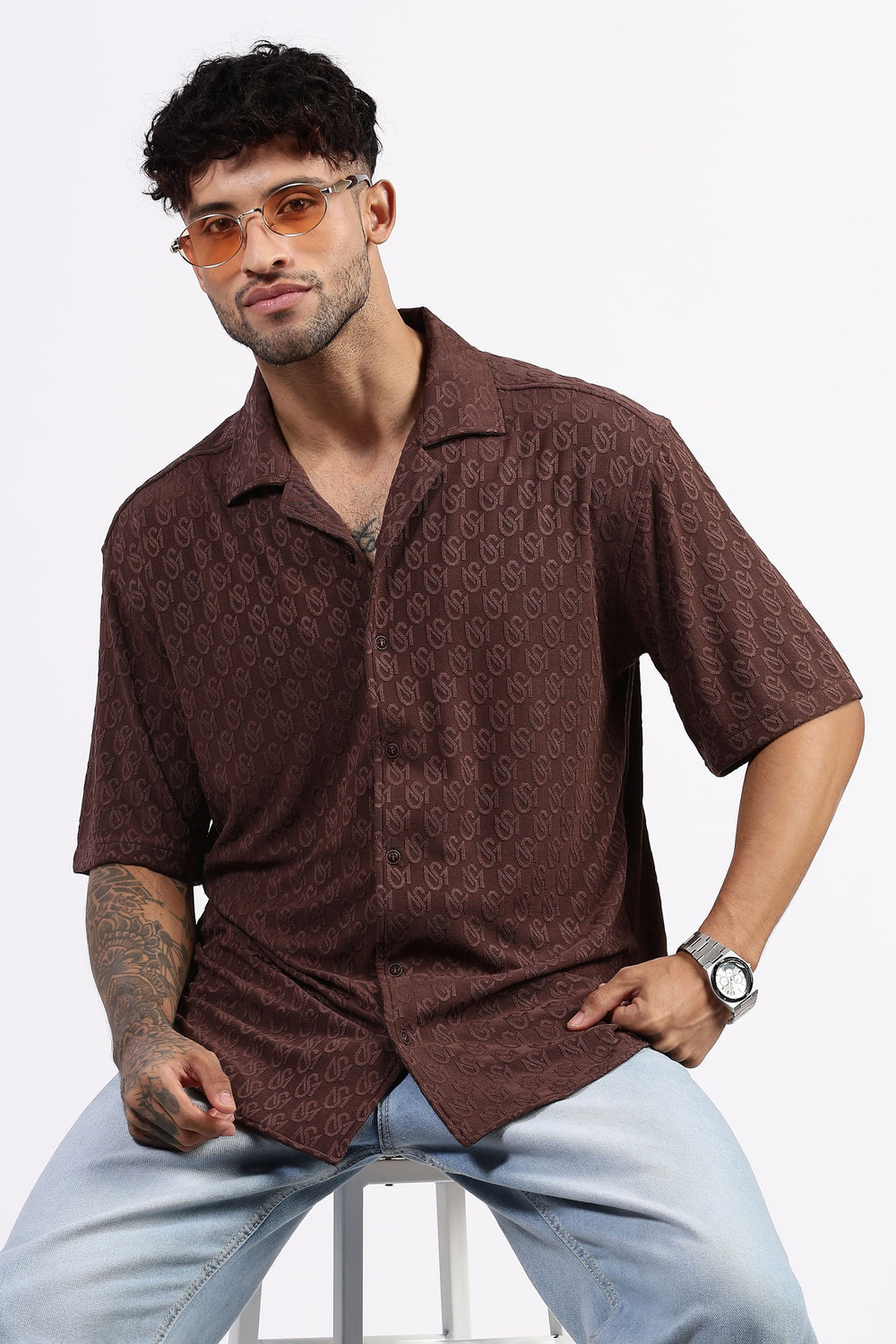 Coffee brown drop shoulder Shirt
