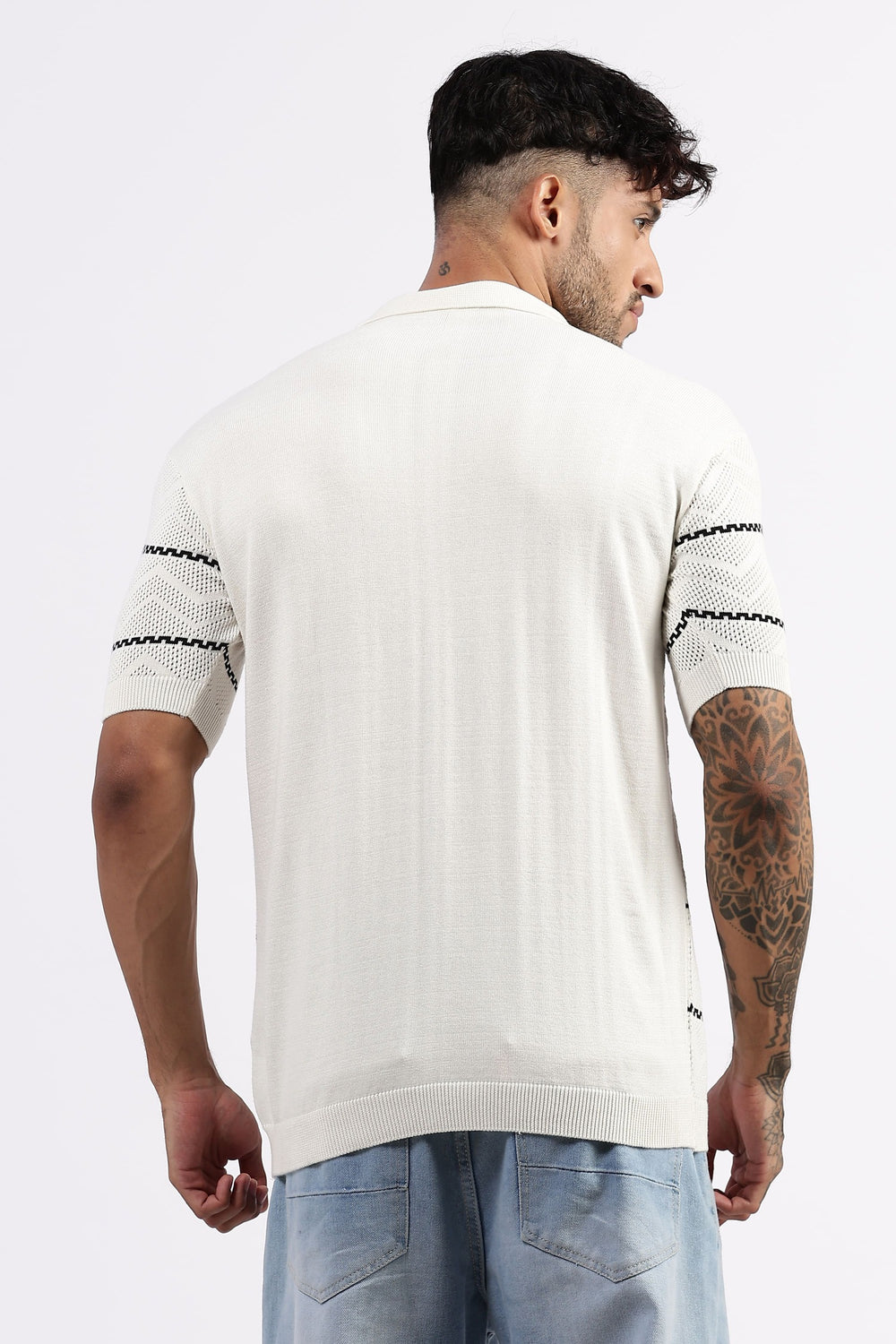 Patterned white polo Tshirt