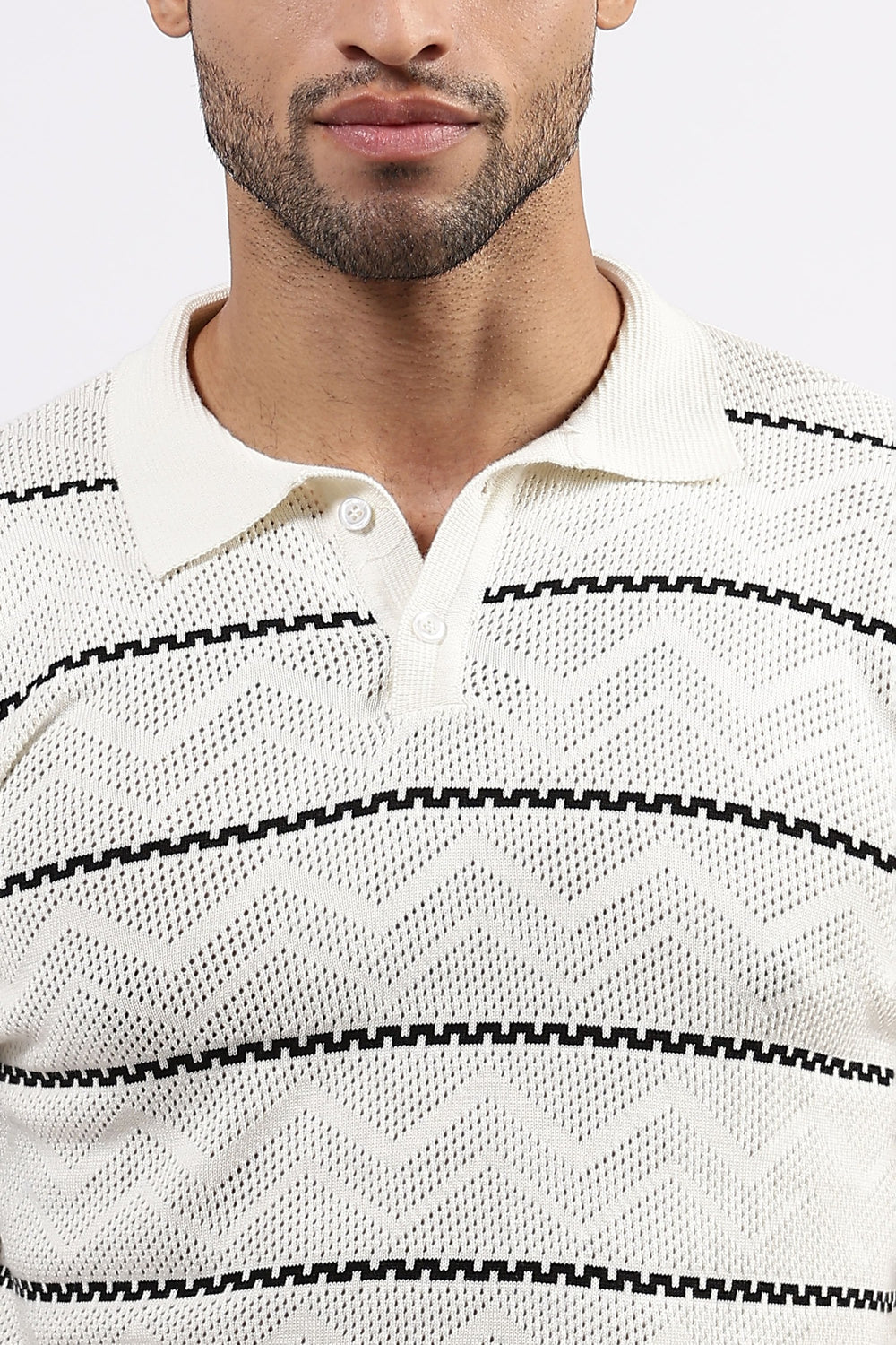 Patterned white polo Tshirt