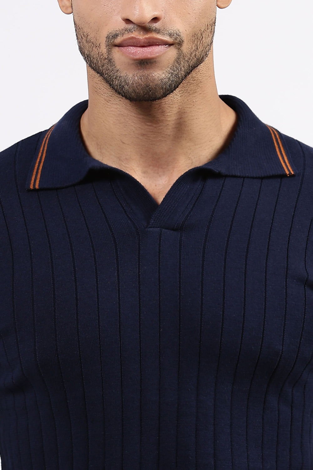 Navy Blue  Striped Polo Tshirt