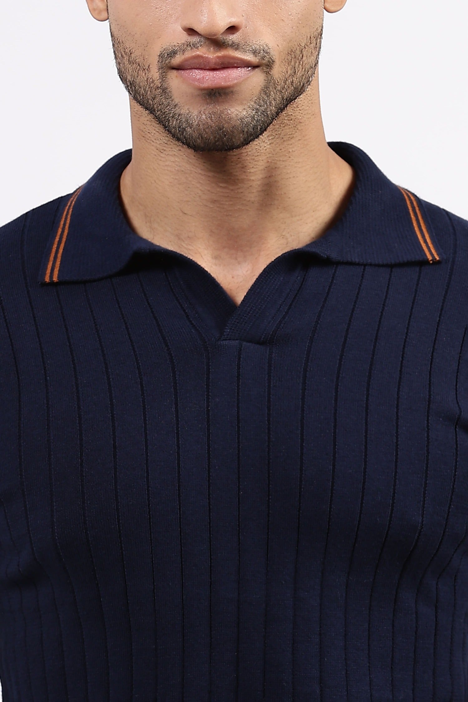 Navy Blue  Striped Polo Tshirt