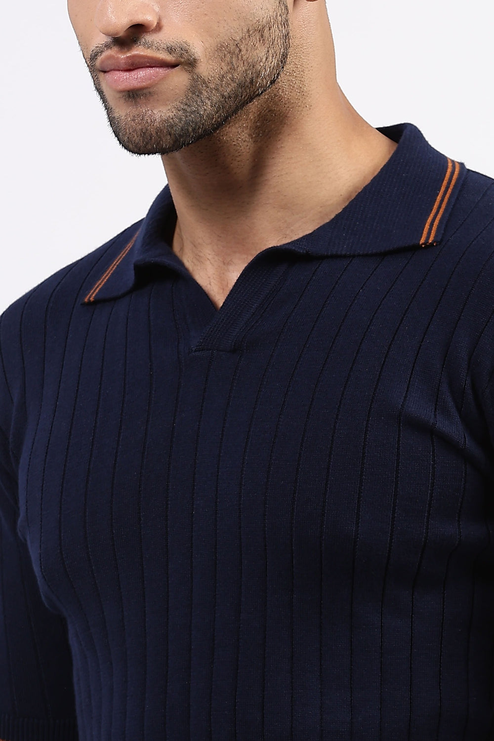 Navy Blue  Striped Polo Tshirt