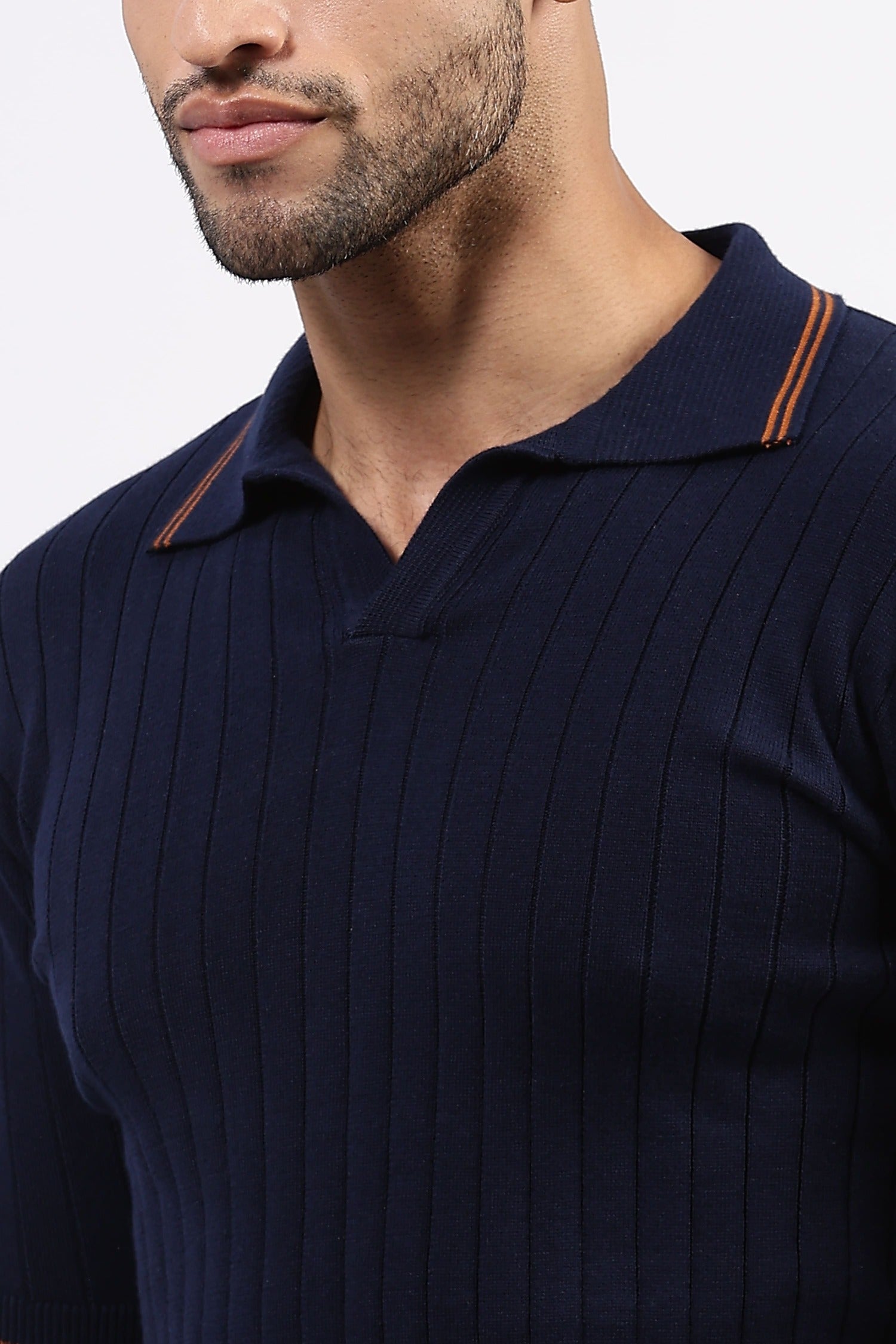 Navy Blue  Striped Polo Tshirt