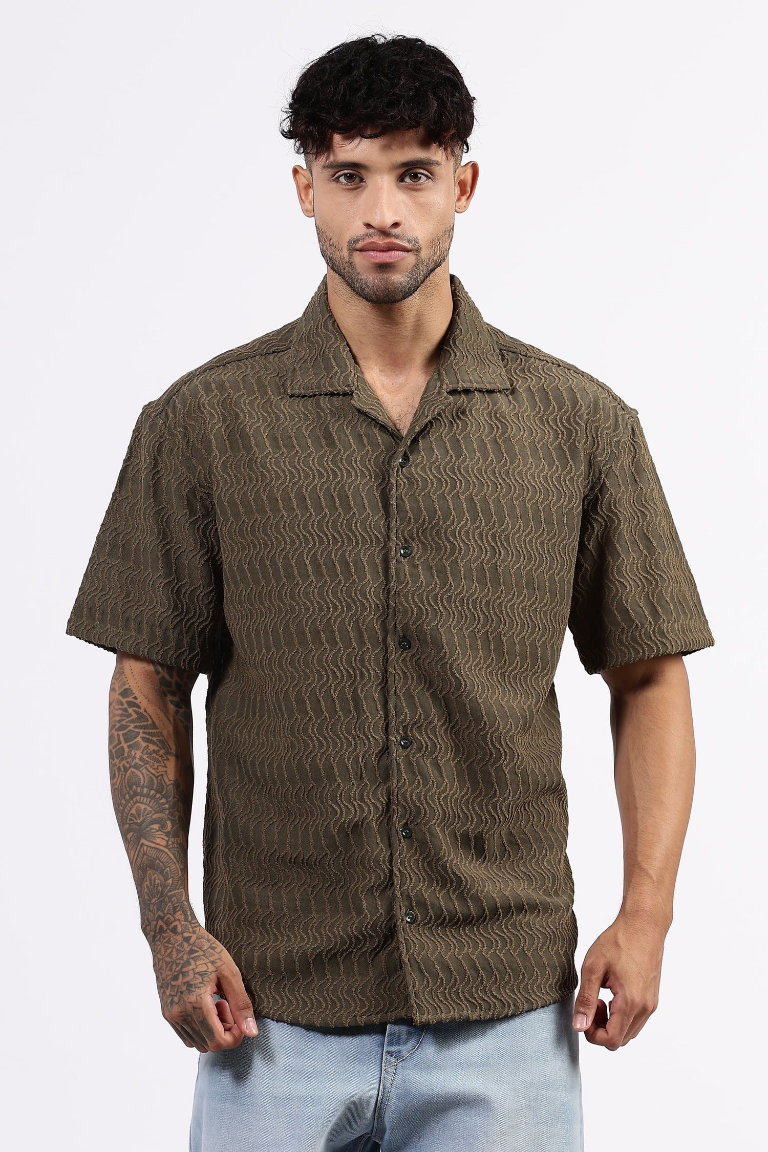 Oversized Green patterned shirt