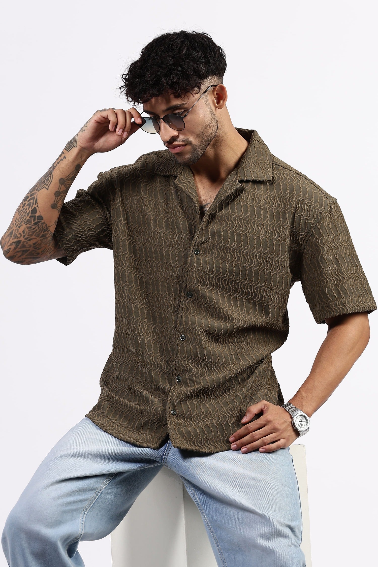 Oversized Green patterned shirt