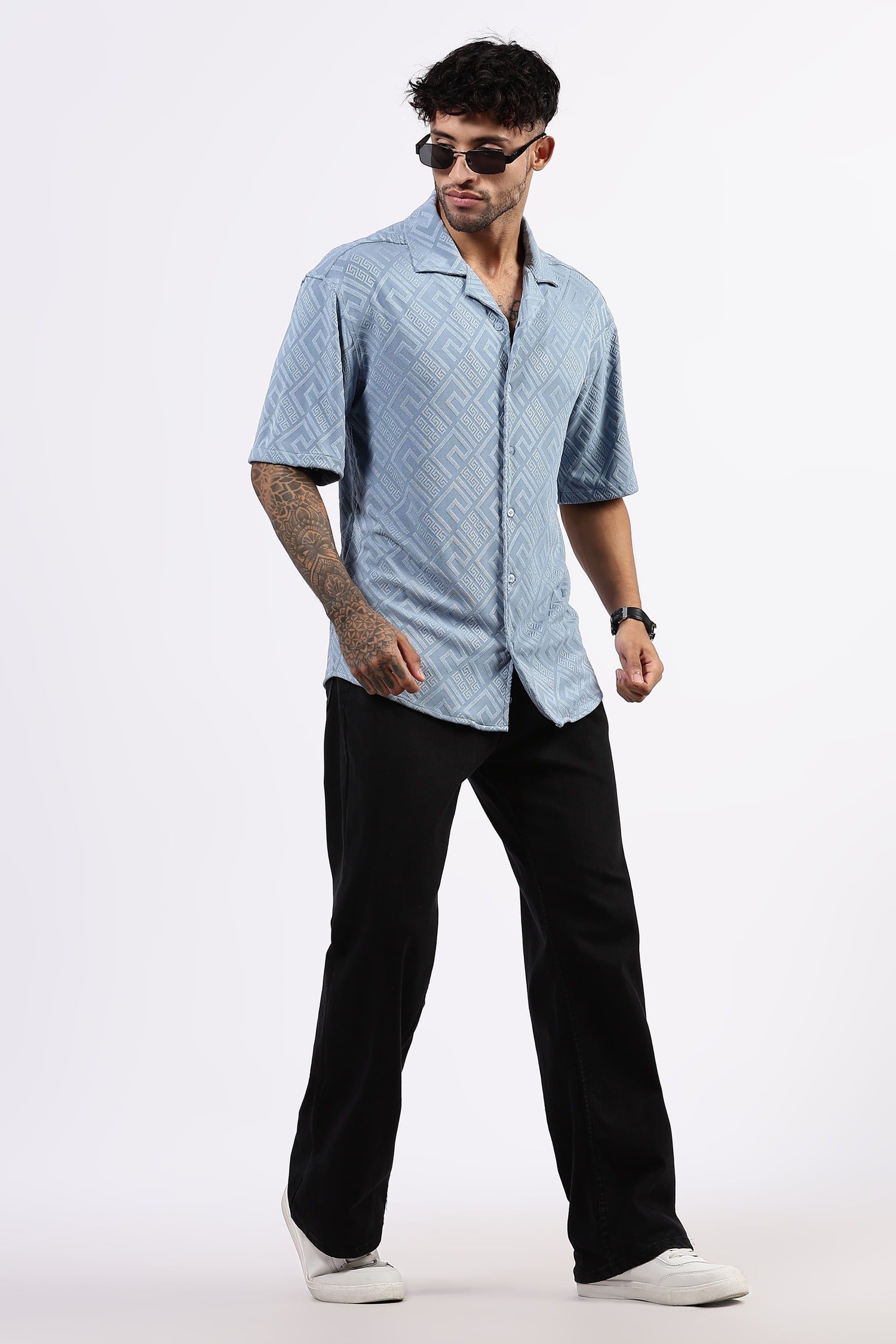 Sky blue drop shoulder Shirt
