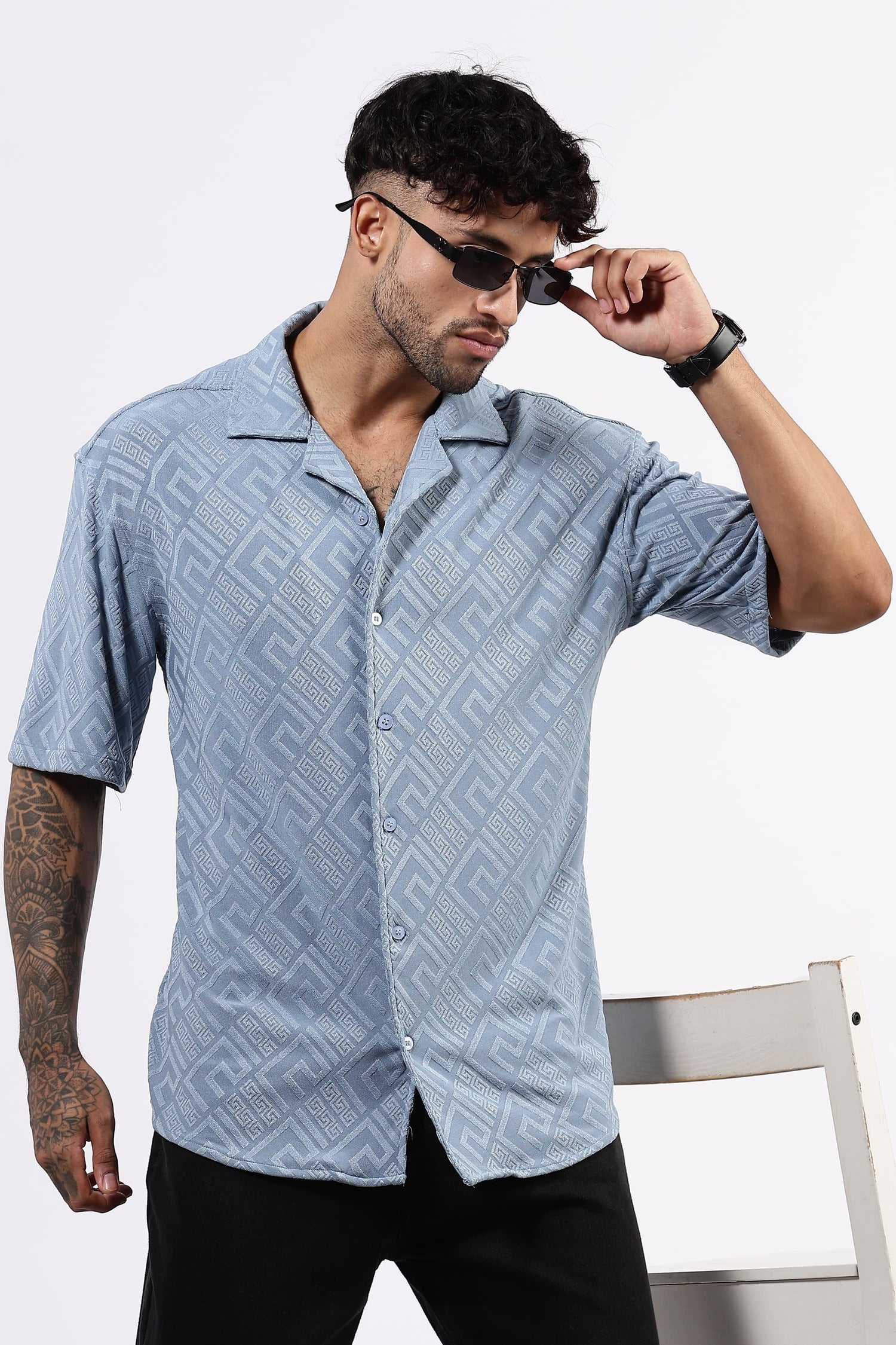 Sky blue drop shoulder Shirt