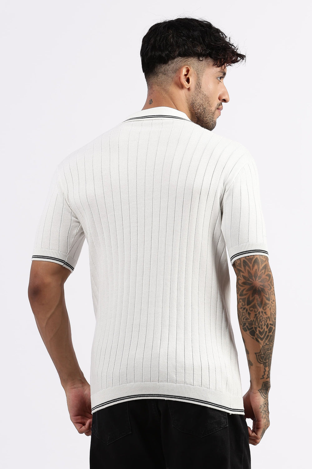 White  Striped Polo Tshirt