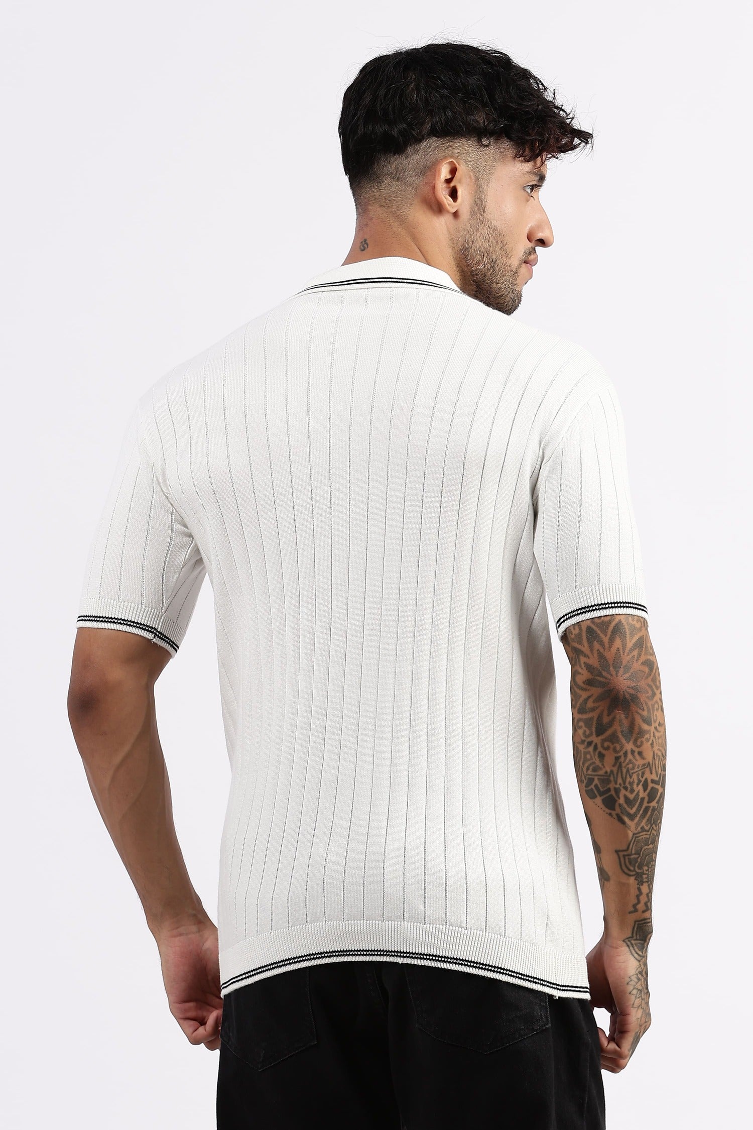White  Striped Polo Tshirt