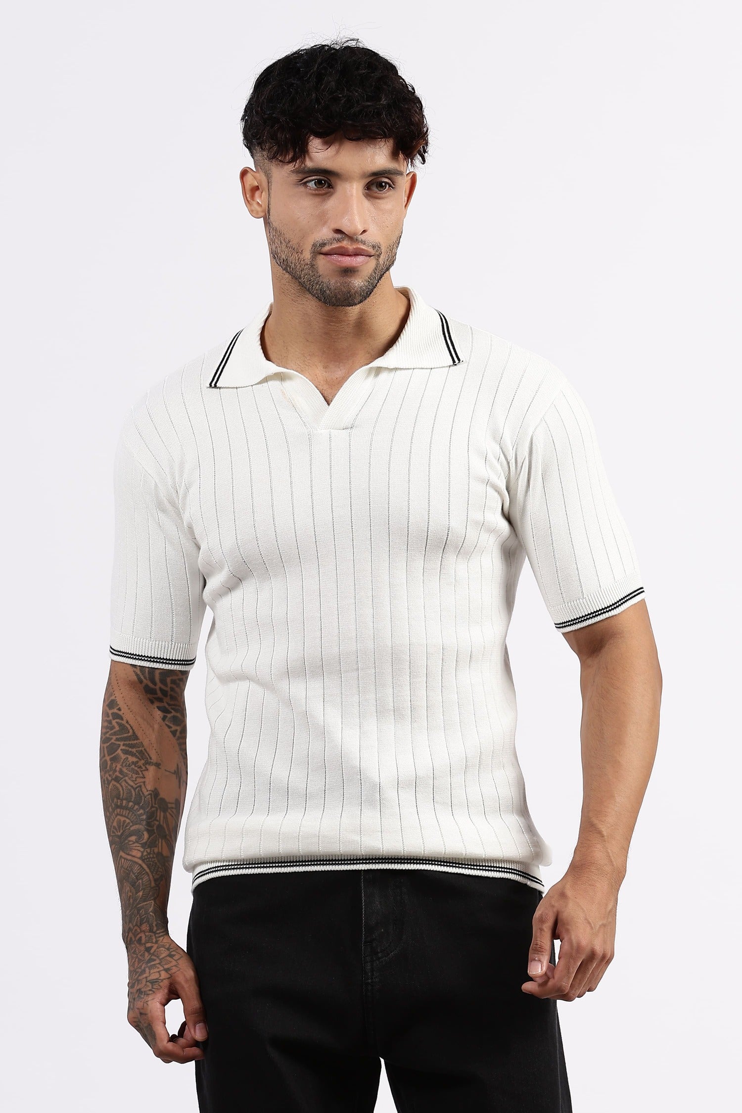 White  Striped Polo Tshirt