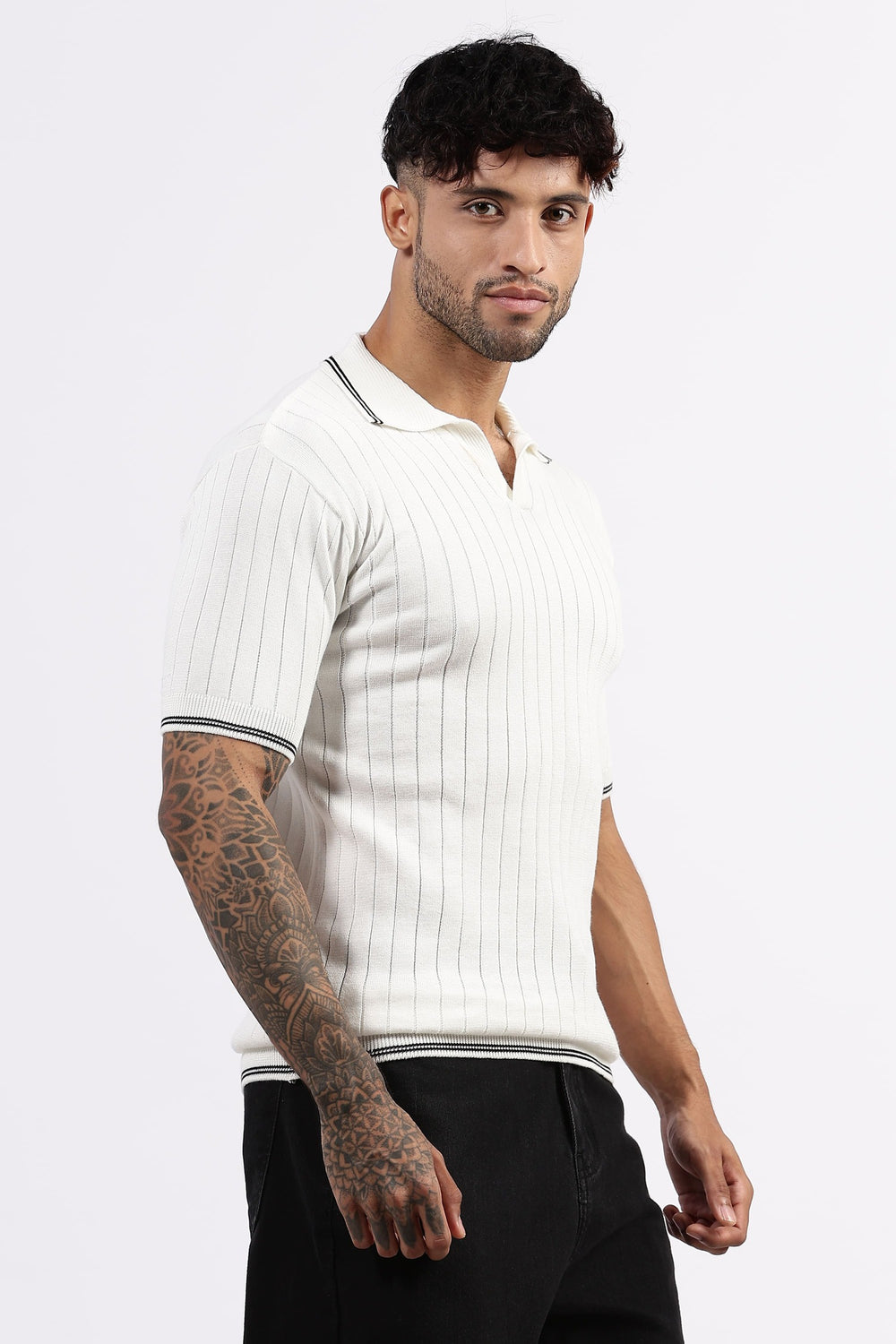 White  Striped Polo Tshirt