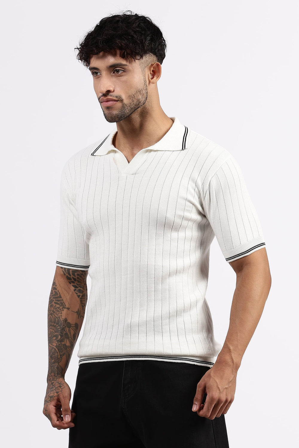 White  Striped Polo Tshirt