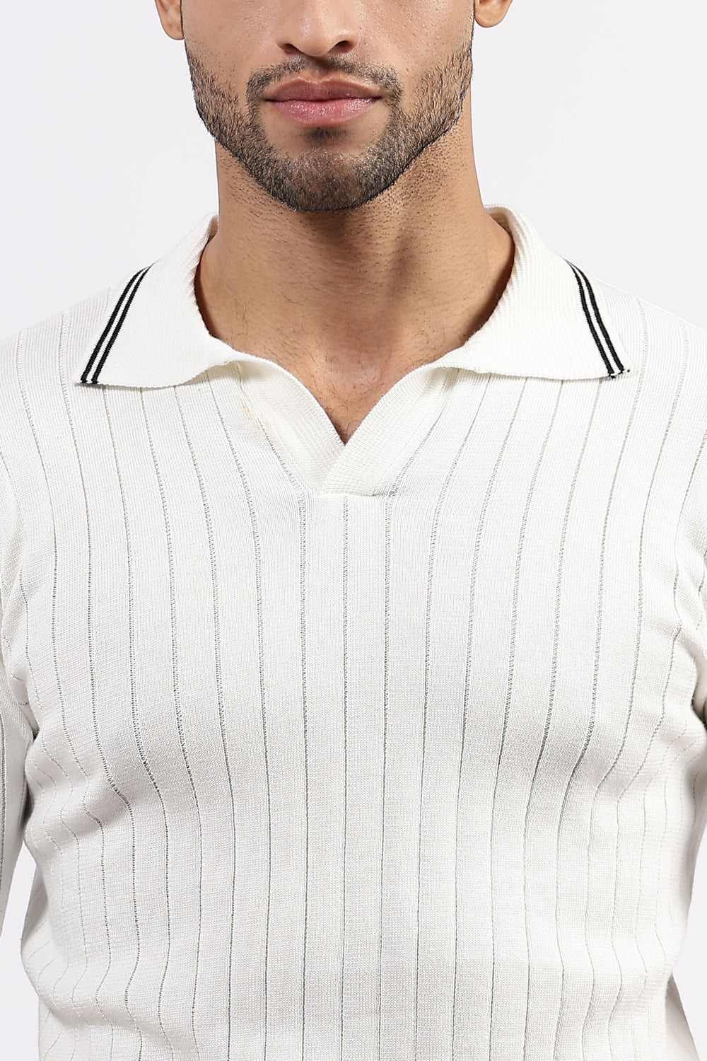 White  Striped Polo Tshirt