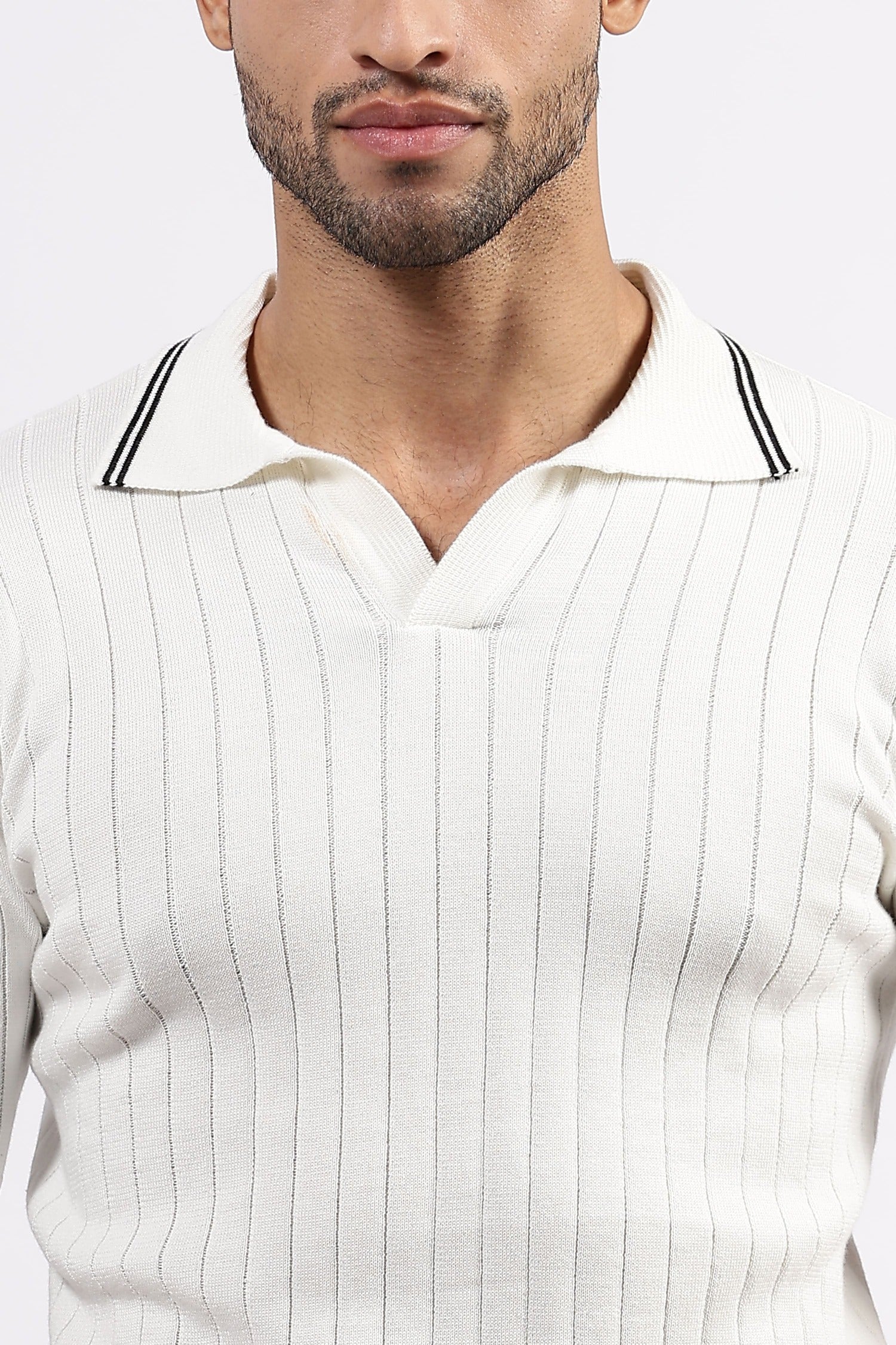 White  Striped Polo Tshirt
