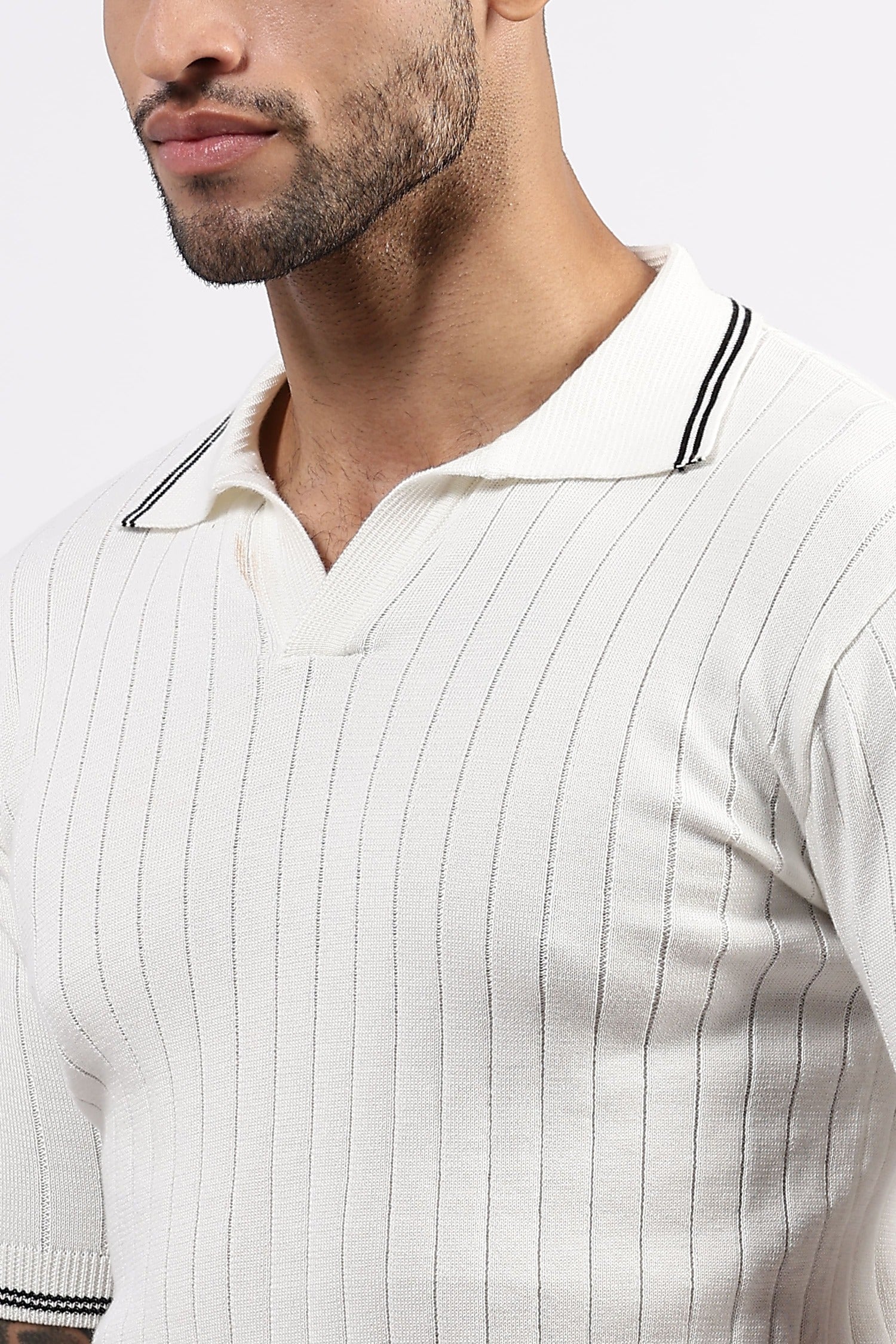 White  Striped Polo Tshirt