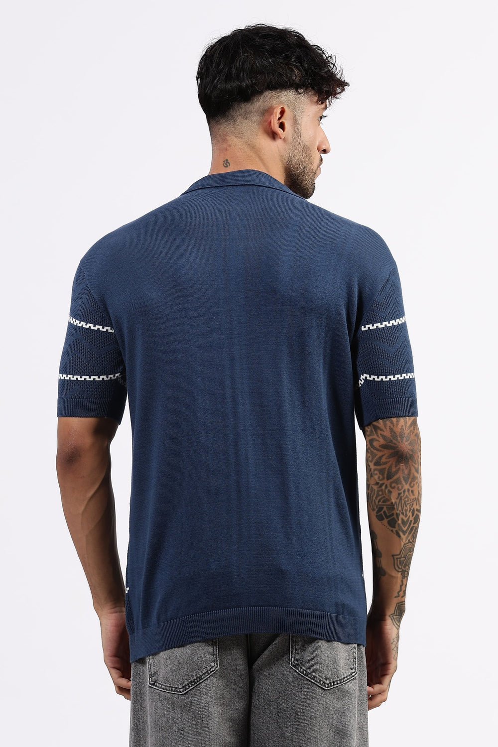 Patterned Blue polo Tshirt