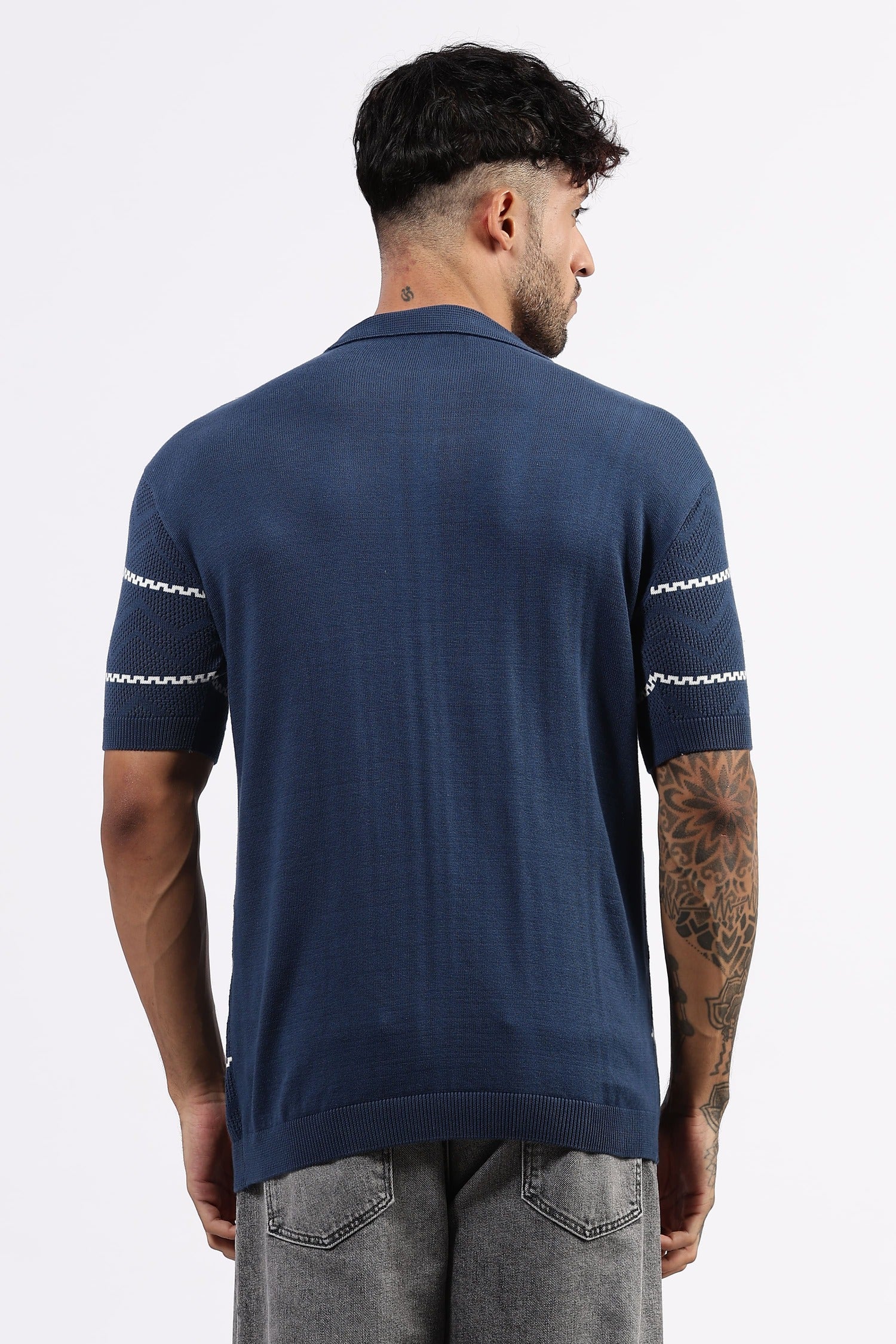 Patterned Blue polo Tshirt