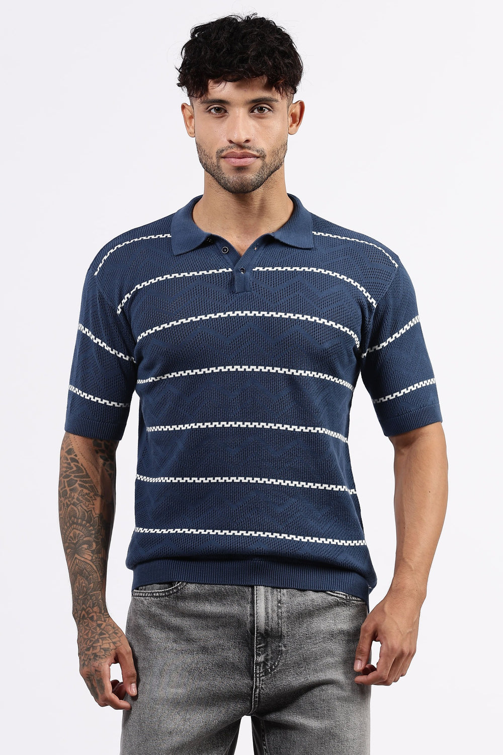 Patterned Blue polo Tshirt