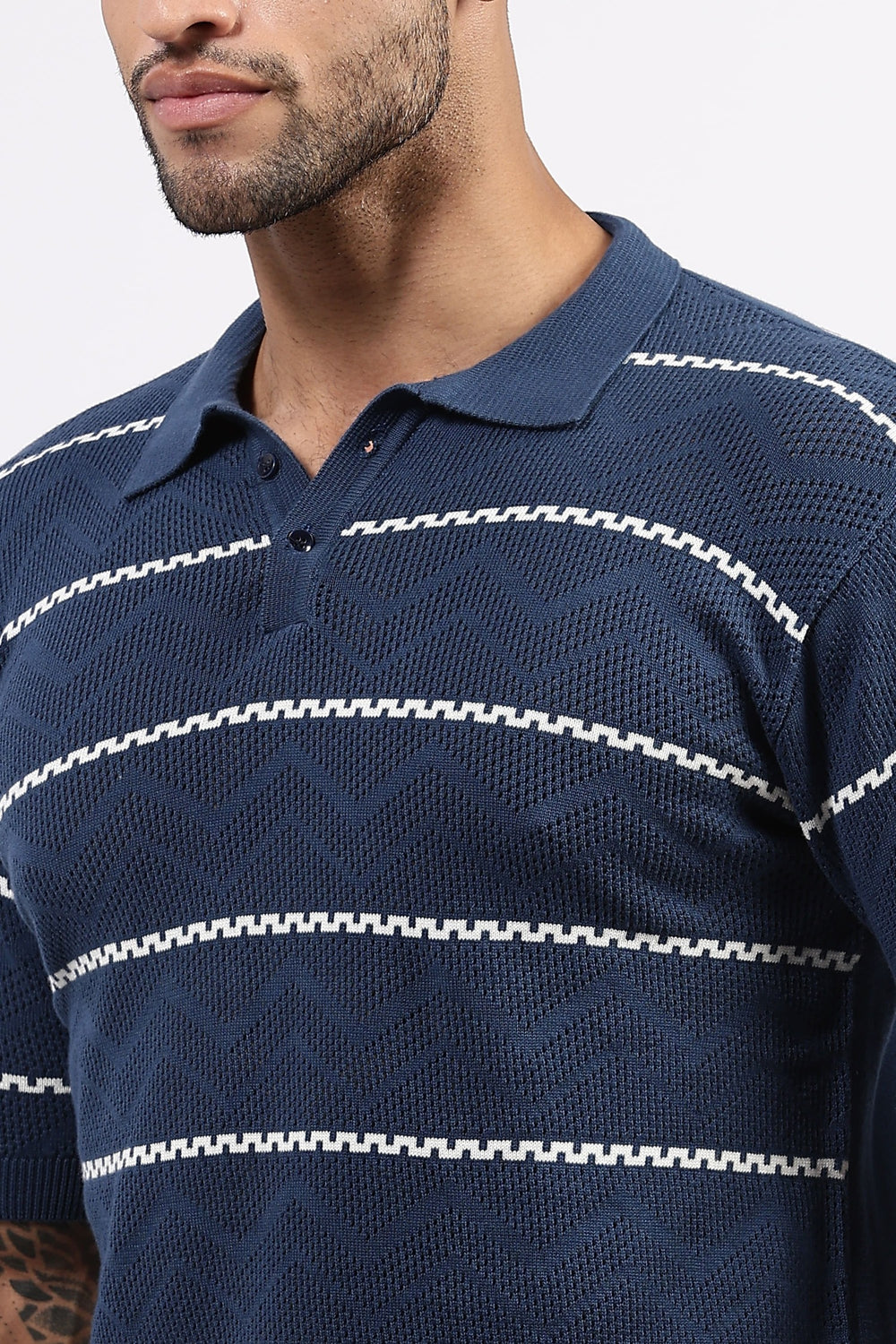 Patterned Blue polo Tshirt