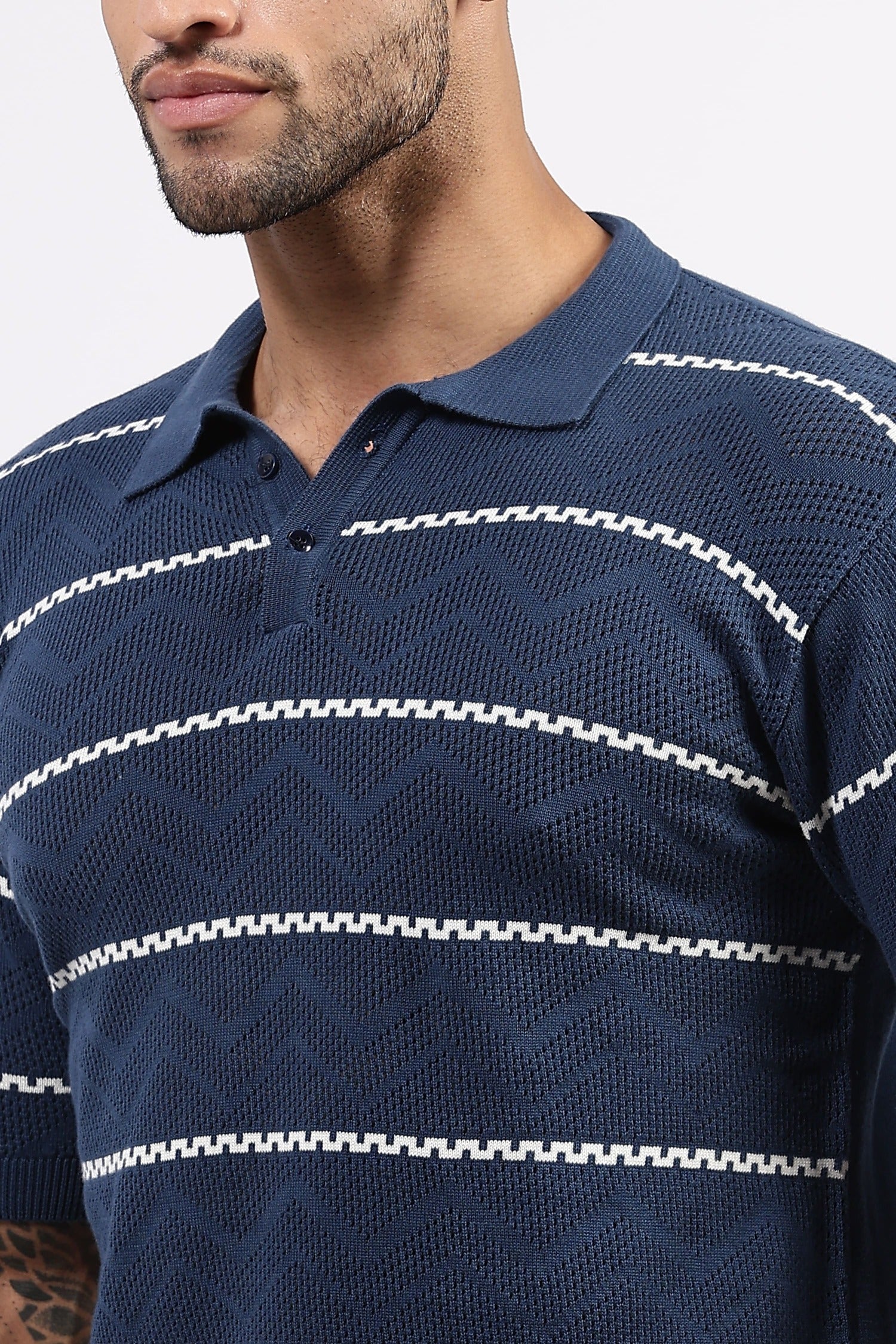 Patterned Blue polo Tshirt