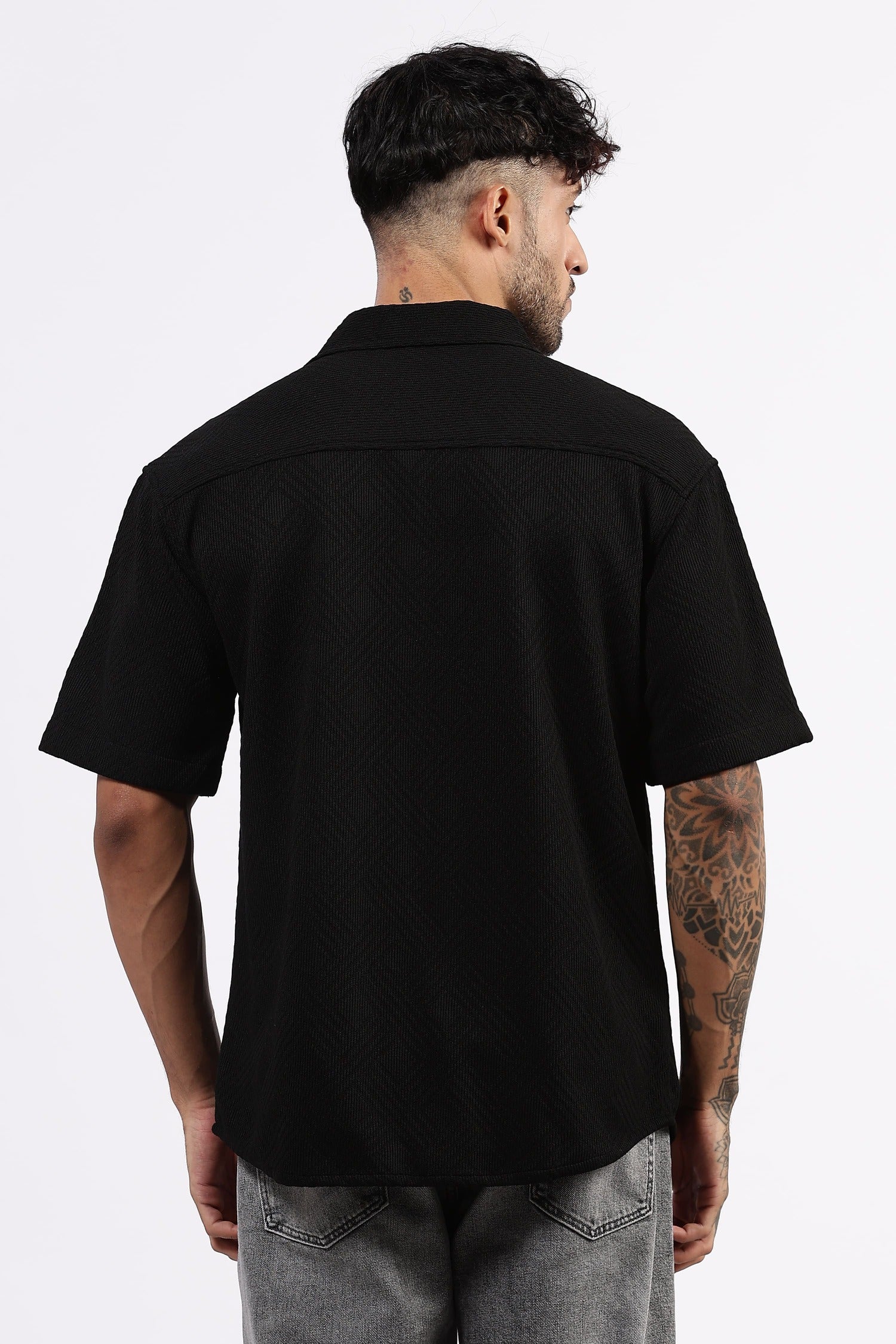 Jacquard drop shoulder shirt