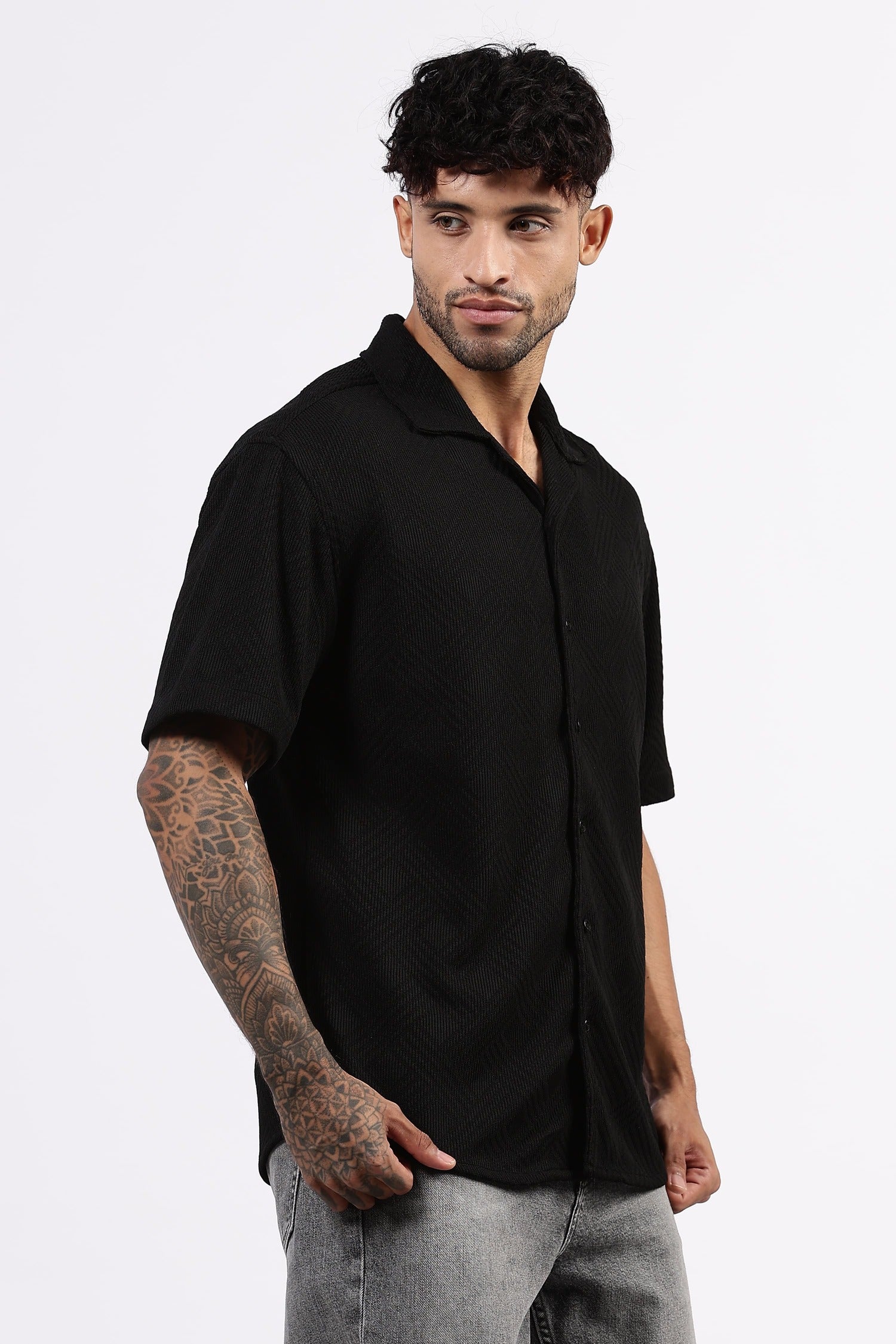 Jacquard drop shoulder shirt