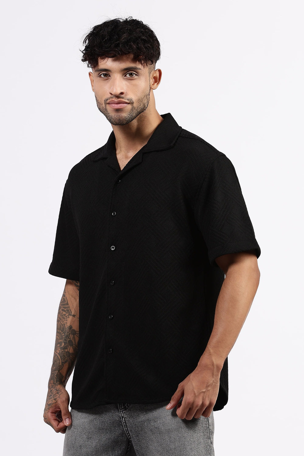 Jacquard drop shoulder shirt