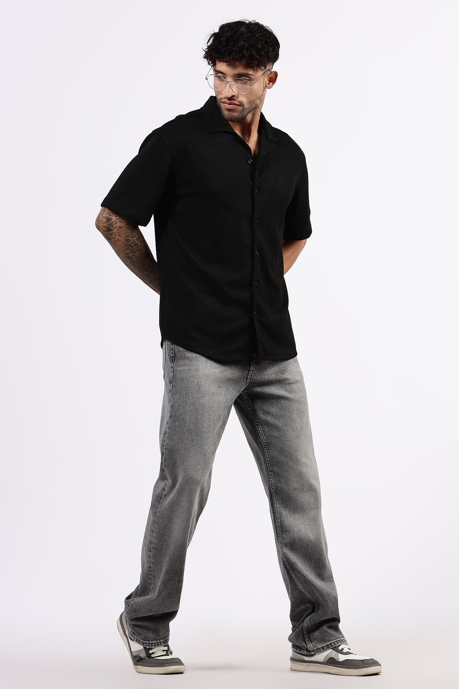 Jacquard drop shoulder shirt