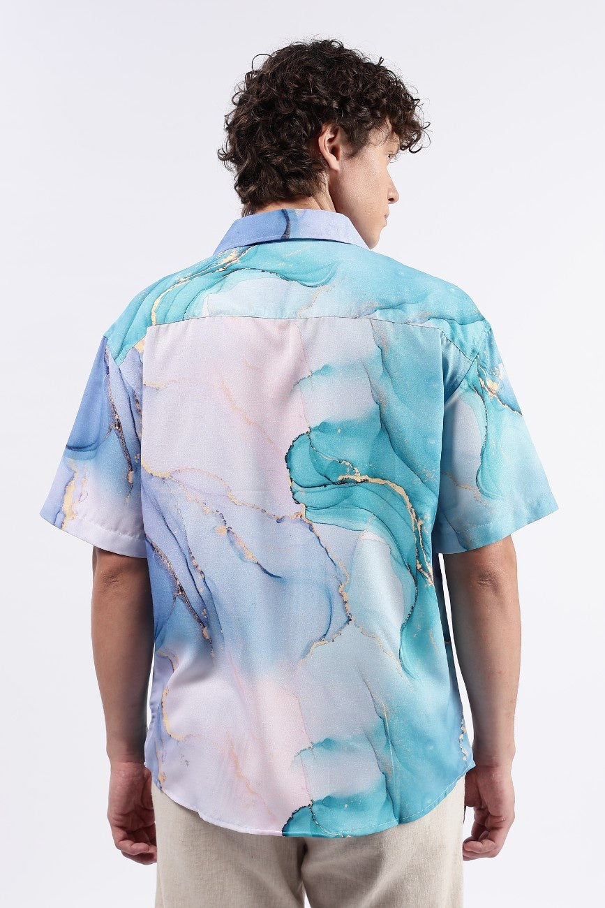 Ocean Drift Print Cuban Shirt