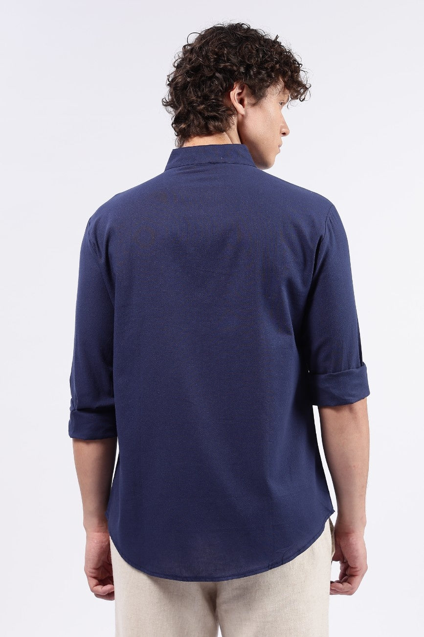 Deep Navy Linen Classic Shirt