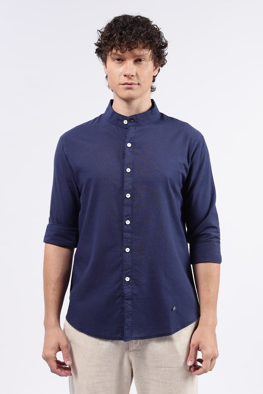 Deep Navy Linen Classic Shirt