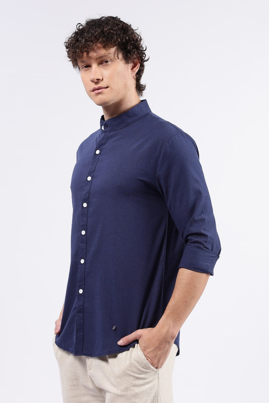 Deep Navy Linen Classic Shirt