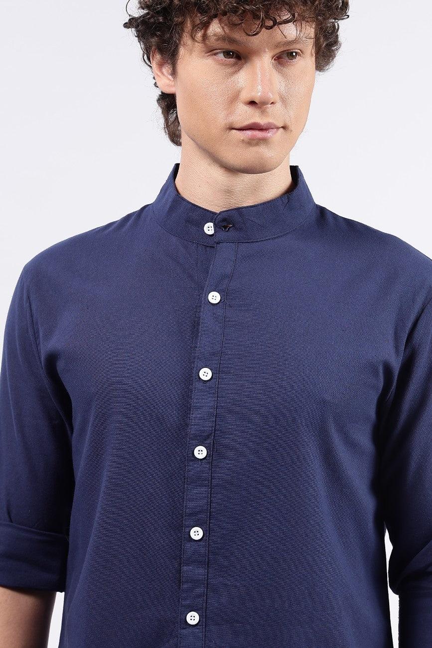 Deep Navy Linen Classic Shirt