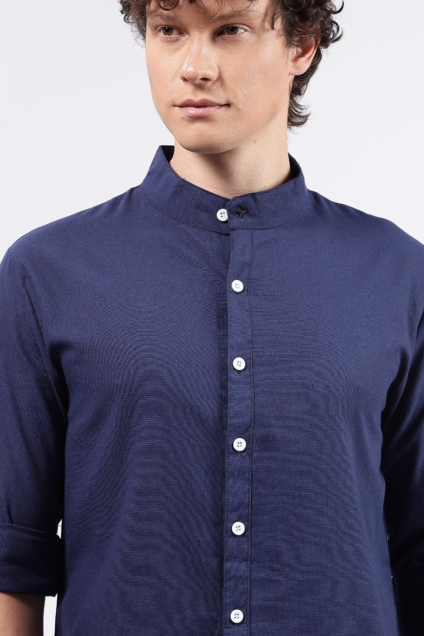 Deep Navy Linen Classic Shirt