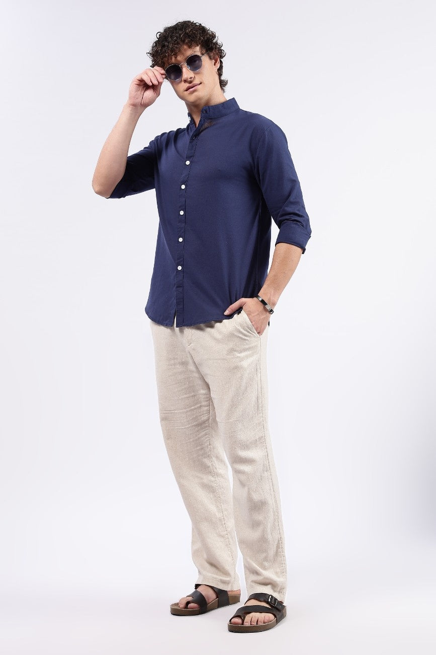 Deep Navy Linen Classic Shirt