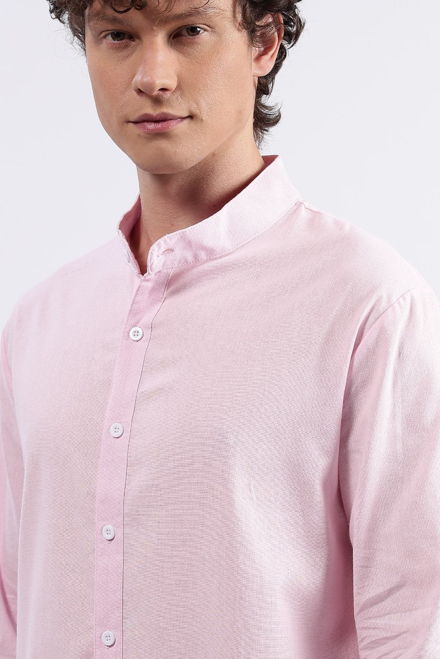 Pink Linen Classic Shirt