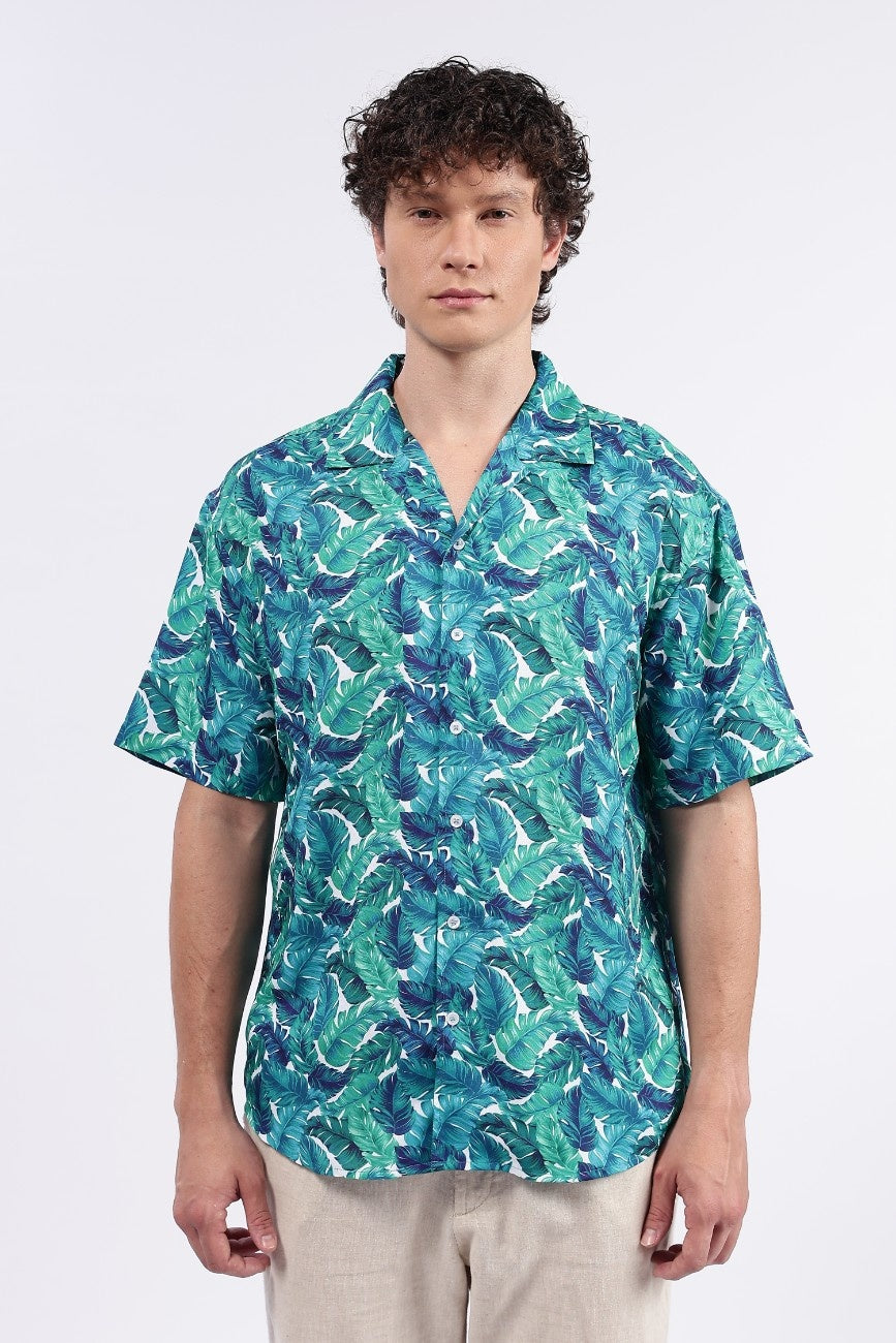 Tropical Blue Printed Shirt