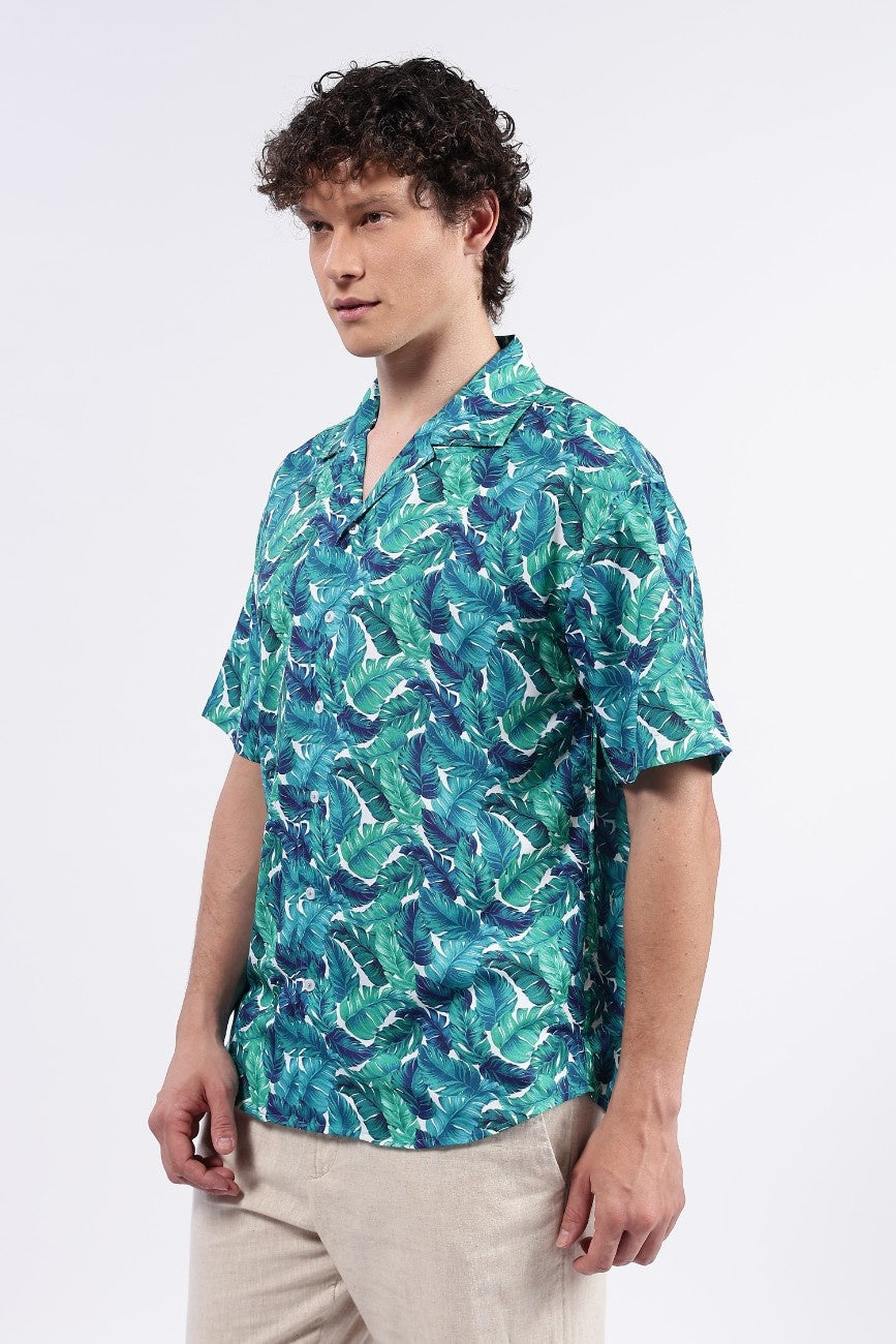 Tropical Blue Printed Shirt