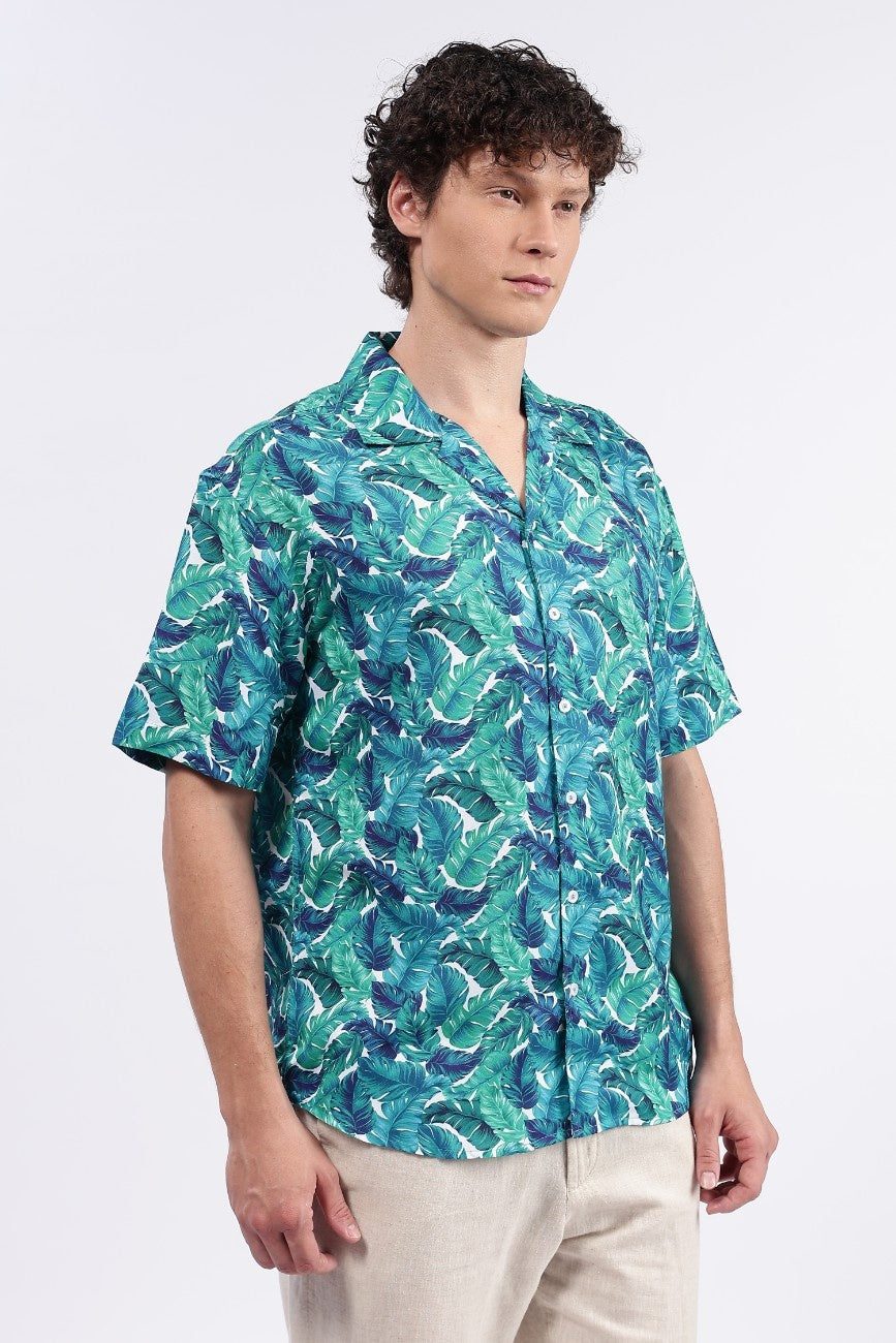 Tropical Blue Printed Shirt
