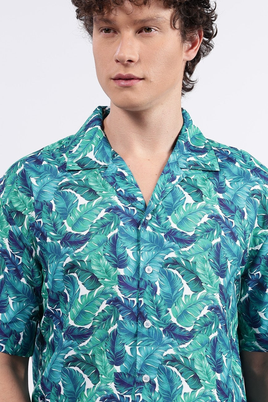 Tropical Blue Printed Shirt