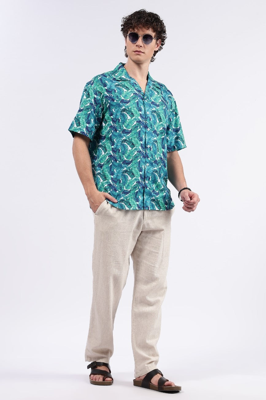 Tropical Blue Printed Shirt