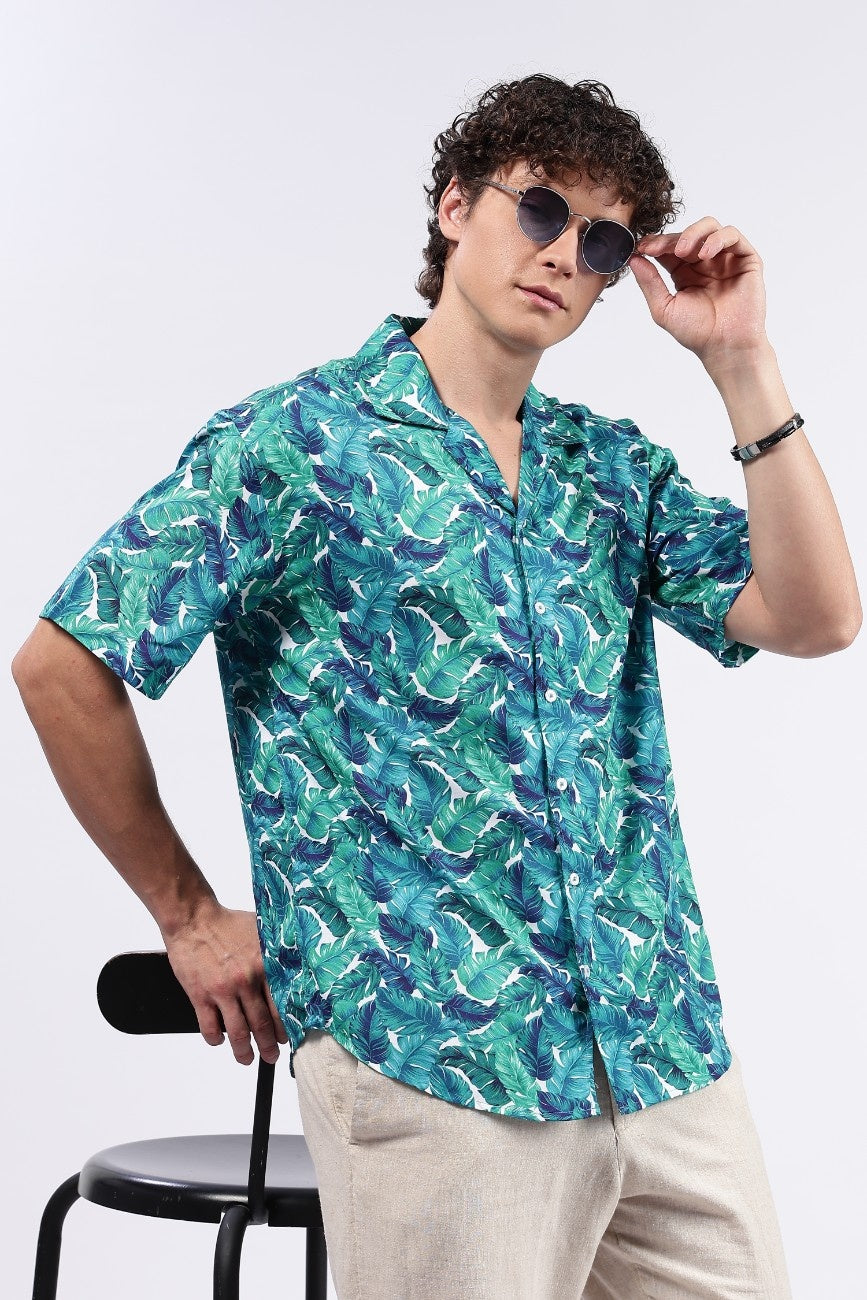 Tropical Blue Printed Shirt